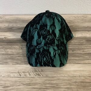 Chatties Teal and Black Lace Hat